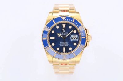 Rolex Submariner 3235 Movement 41mm Ceramic Bezel Blue Face Gold Strap Watch